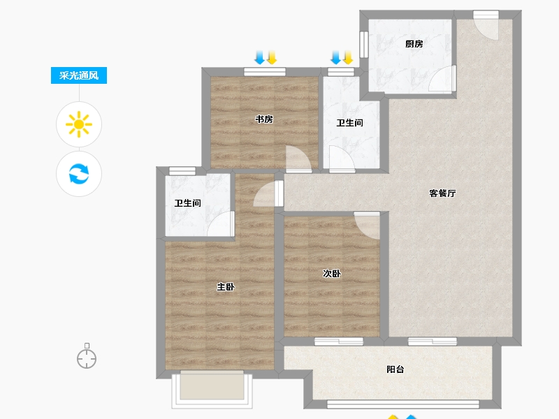 江苏省-徐州市-千禧城-85.00-户型库-采光通风