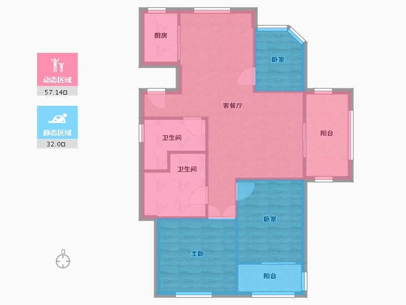 浙江省-杭州市-德信金泊林公寓-90.00-户型库-动静分区