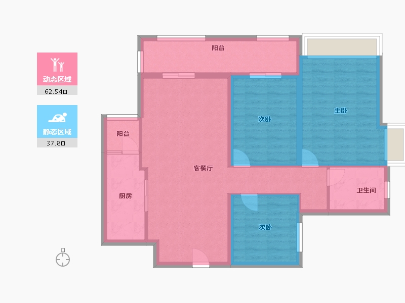 贵州省-六盘水市-铜锣湾-90.00-户型库-动静分区