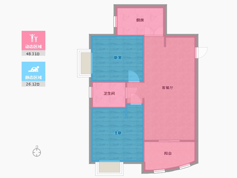 上海-上海市-成山路1728弄50号-72.20-户型库-动静分区