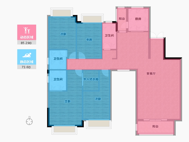 湖南省-永州市-湘江壹号项目部-175.00-户型库-动静分区