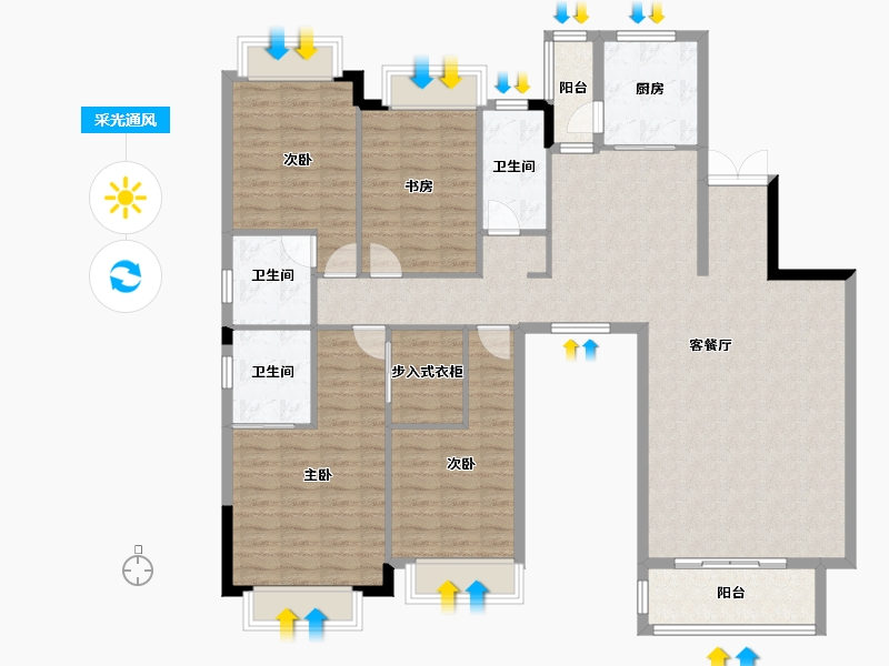 湖南省-永州市-湘江壹号项目部-175.00-户型库-采光通风