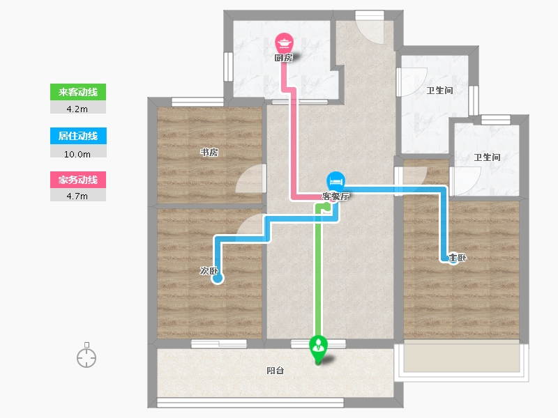 浙江省-温州市-美的君兰锦绣-71.20-户型库-动静线