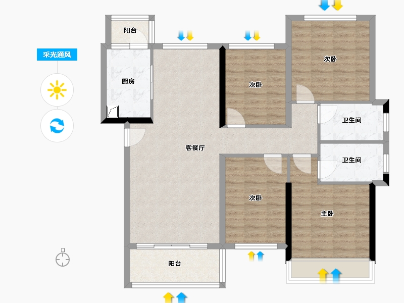 广东省-中山市-畔山中心城-97.00-户型库-采光通风