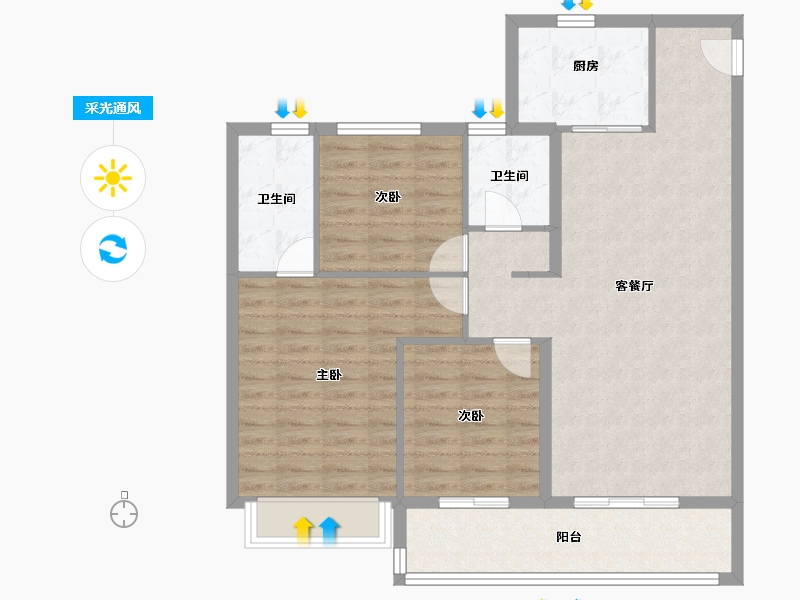 浙江省-温州市-金地商置碧桂园玉苍峯汇-93.60-户型库-采光通风