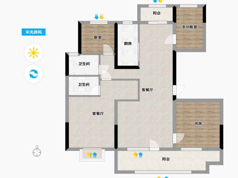 山东省-枣庄市-碧桂园翡翠云台-115.34-户型库-采光通风