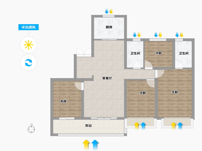 浙江省-温州市-东厦滨江上品-101.52-户型库-采光通风