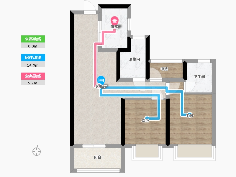 浙江省-温州市-鳌江金茂望江悦-65.46-户型库-动静线