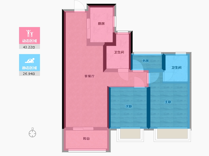 浙江省-温州市-鳌江金茂望江悦-65.46-户型库-动静分区