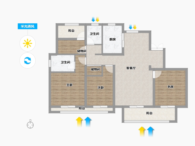 浙江省-温州市-水头·江南壹号院-112.00-户型库-采光通风