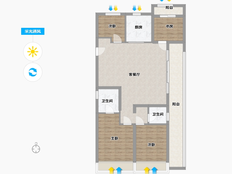 浙江省-温州市-美的君兰锦绣-98.40-户型库-采光通风