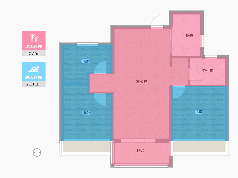 浙江省-温州市-新鸿宏言清华上城-71.19-户型库-动静分区