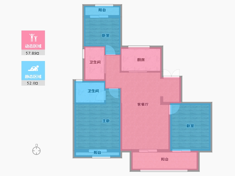 浙江省-温州市-水头·江南壹号院-98.40-户型库-动静分区