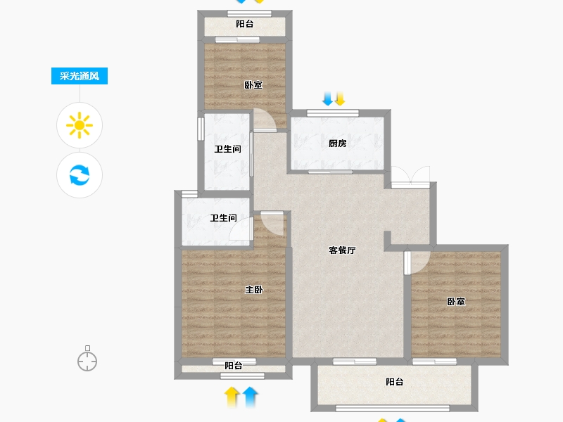 浙江省-温州市-水头·江南壹号院-98.40-户型库-采光通风