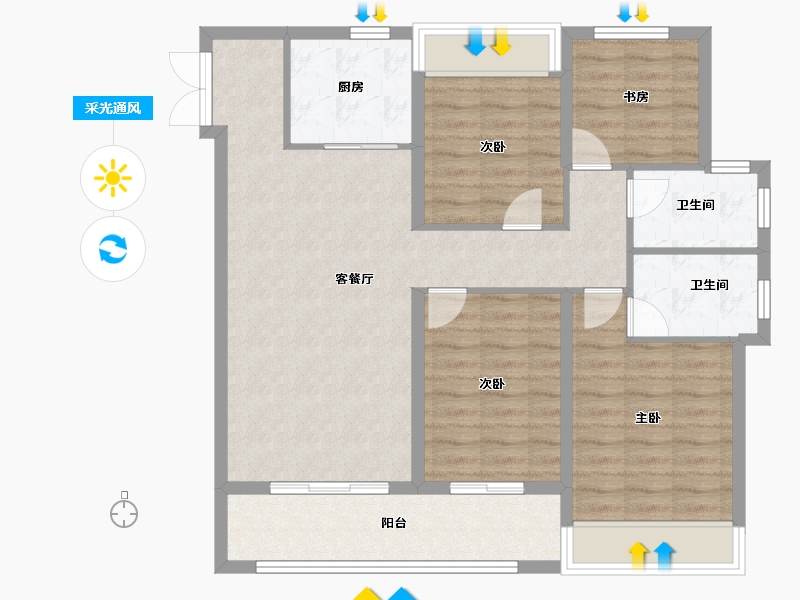 浙江省-温州市-东厦滨江上品-97.75-户型库-采光通风