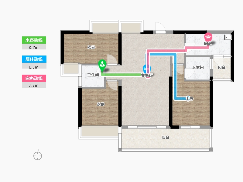 广东省-江门市-碧桂园滨江壹号-89.00-户型库-动静线