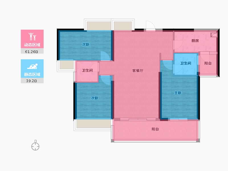 广东省-江门市-碧桂园滨江壹号-89.00-户型库-动静分区