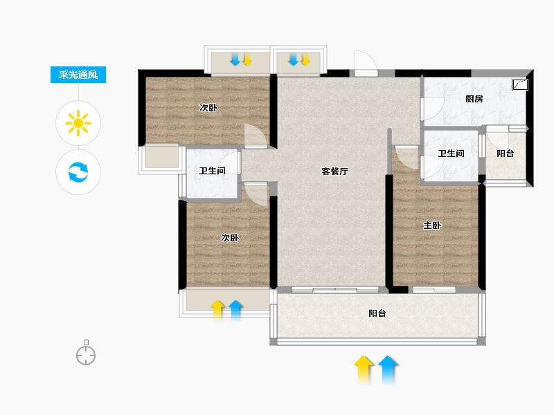 广东省-江门市-碧桂园滨江壹号-89.00-户型库-采光通风