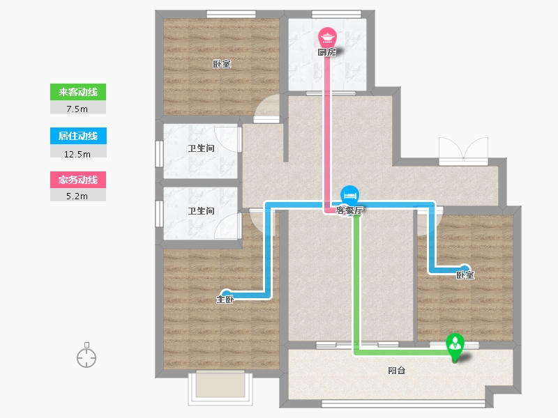 山东省-泰安市-晟地·御山壹品-96.00-户型库-动静线