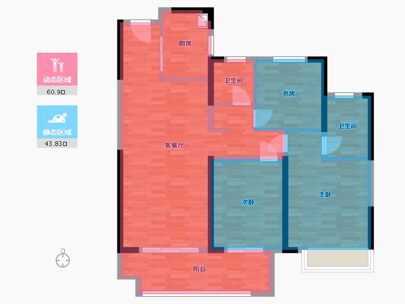 湖南省-株洲市-新城樾府-92.50-户型库-动静分区