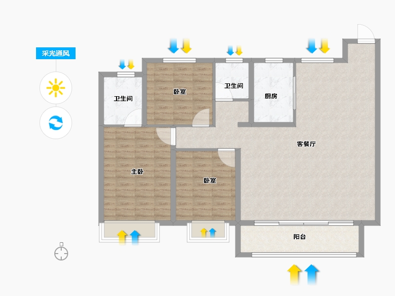 山东省-泰安市-国泰壹号院-113.00-户型库-采光通风