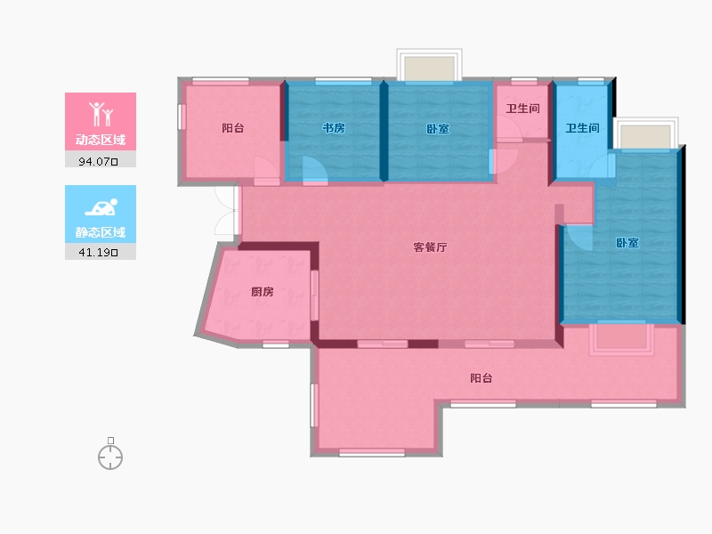 贵州省-贵阳市-吾悦华府-113.00-户型库-动静分区