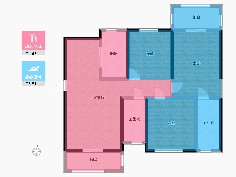 河南省-郑州市-庙李家园东苑-130.00-户型库-动静分区