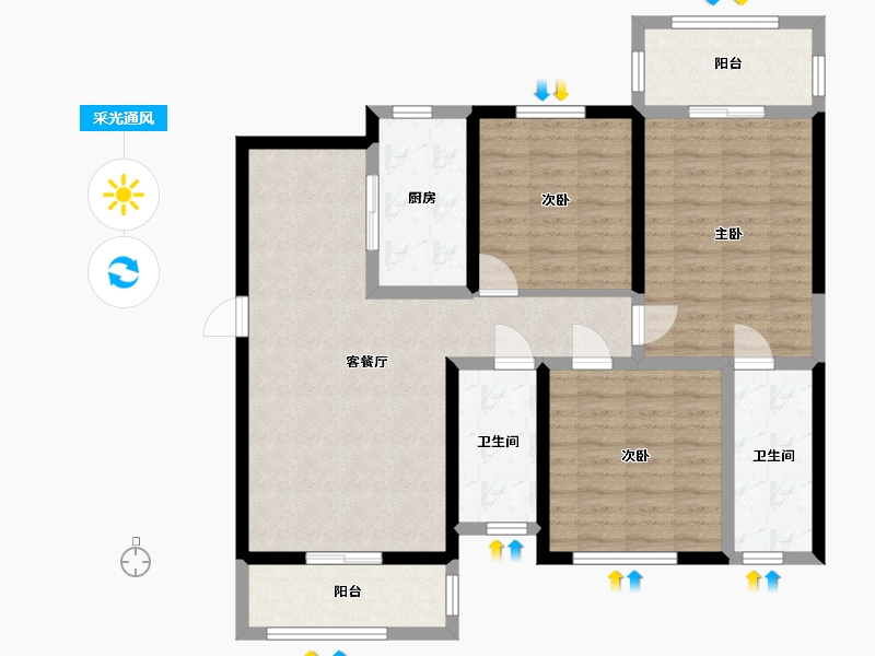 河南省-郑州市-庙李家园东苑-130.00-户型库-采光通风