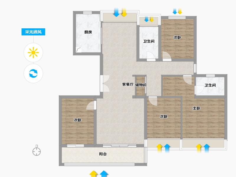 江苏省-徐州市-珑玺台-127.00-户型库-采光通风