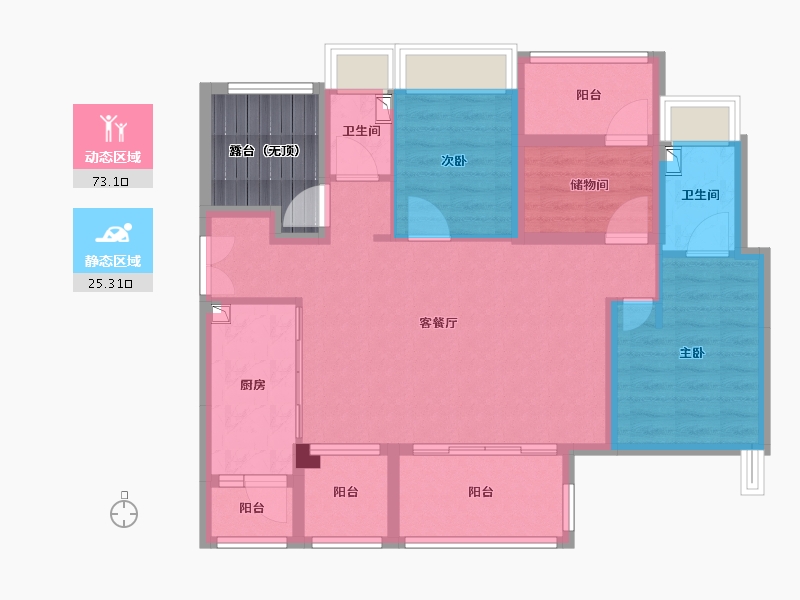 广东省-中山市-招商禹洲·云鼎府-84.63-户型库-动静分区