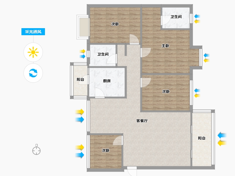 四川省-成都市-温哥华花园-108.00-户型库-采光通风