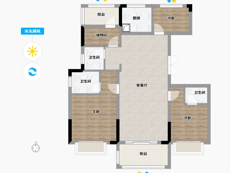 浙江省-嘉兴市-华梦锦园-92.00-户型库-采光通风