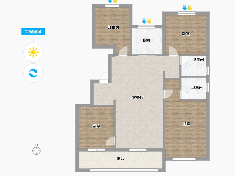 山东省-泰安市-肥城上城郦景-99.80-户型库-采光通风