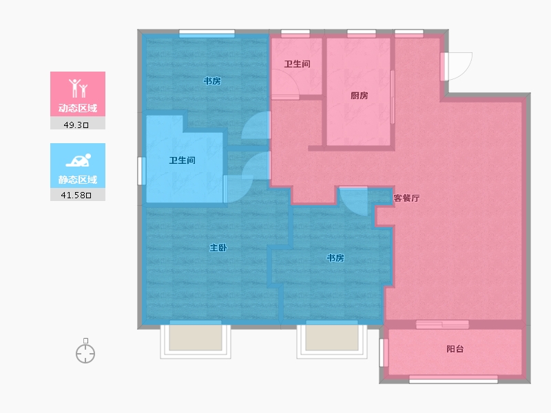 浙江省-金华市-金厦银湖城北区-82.40-户型库-动静分区