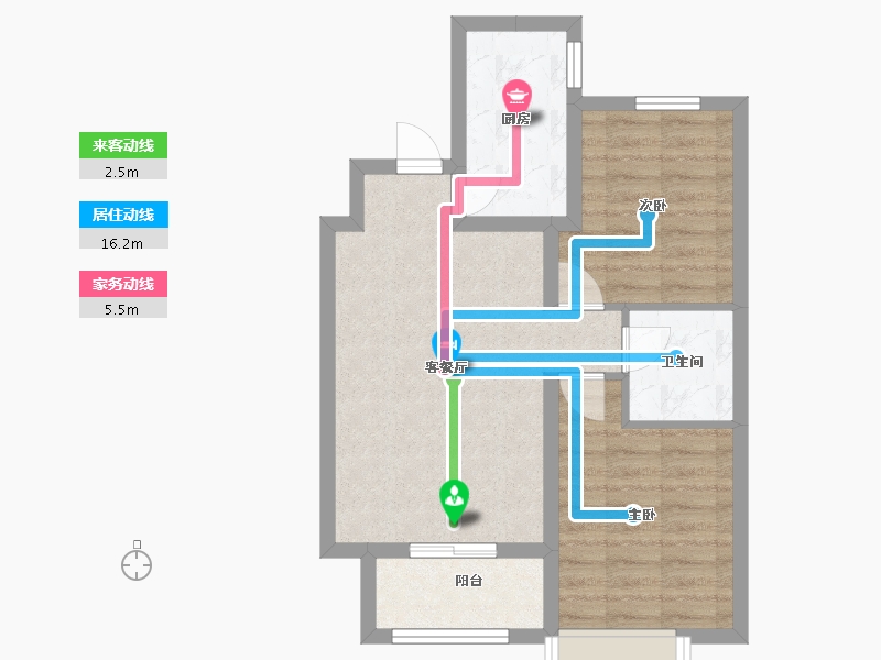 河北省-石家庄市-希斯莱公馆新礼华府-63.86-户型库-动静线