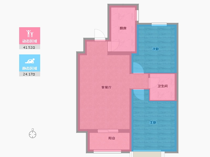 河北省-石家庄市-希斯莱公馆新礼华府-63.86-户型库-动静分区