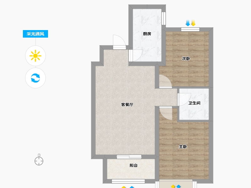 河北省-石家庄市-希斯莱公馆新礼华府-63.86-户型库-采光通风