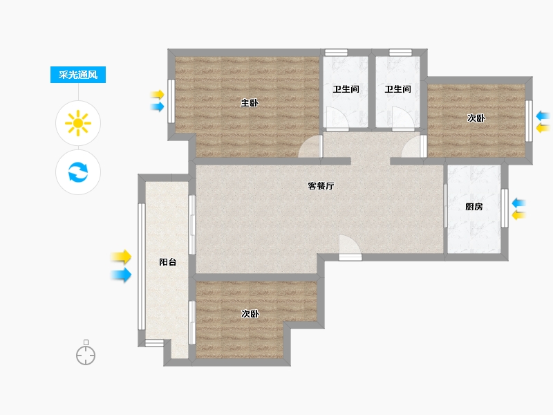 宁夏回族自治区-银川市-吾悦和府-100.00-户型库-采光通风