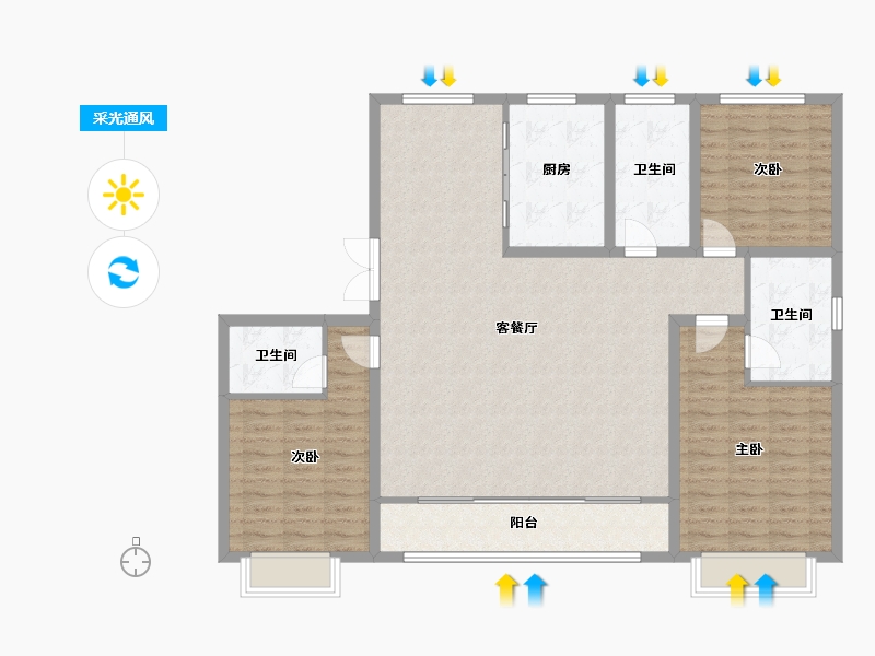 山东省-潍坊市-城投麓台雅园-131.21-户型库-采光通风