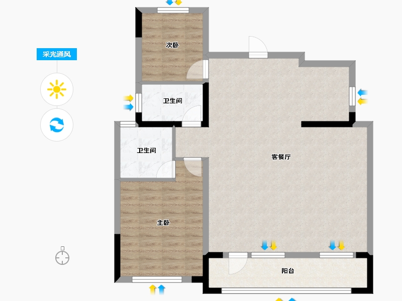 山东省-潍坊市-绿城江南赋-92.37-户型库-采光通风