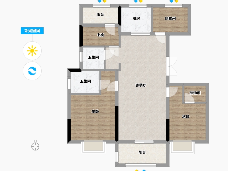 浙江省-嘉兴市-华梦锦园-92.00-户型库-采光通风