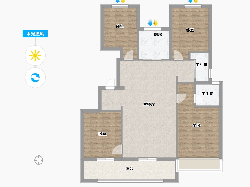 山东省-泰安市-肥城上城郦景-97.12-户型库-采光通风