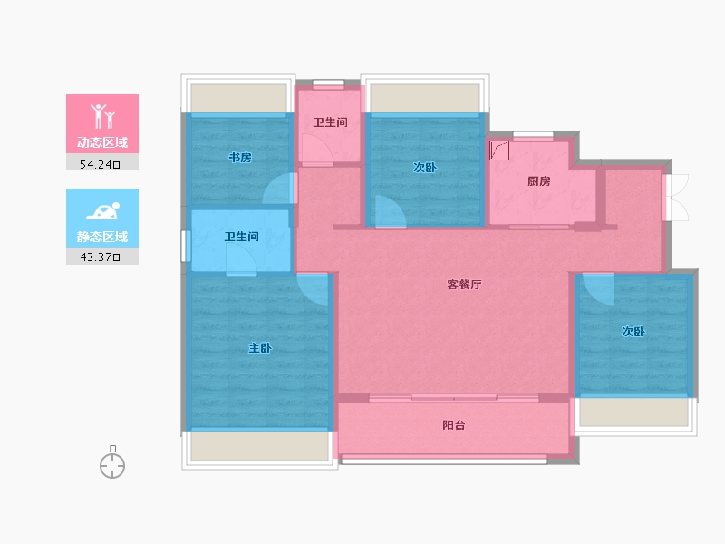 江苏省-扬州市-美的禹州大河-119.00-户型库-动静分区