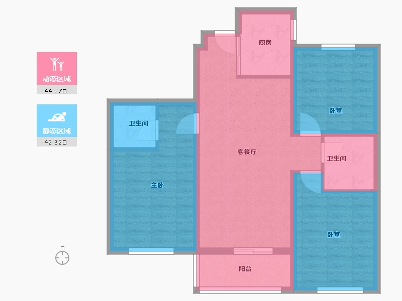 山西省-吕梁市-金域蓝湾-85.00-户型库-动静分区