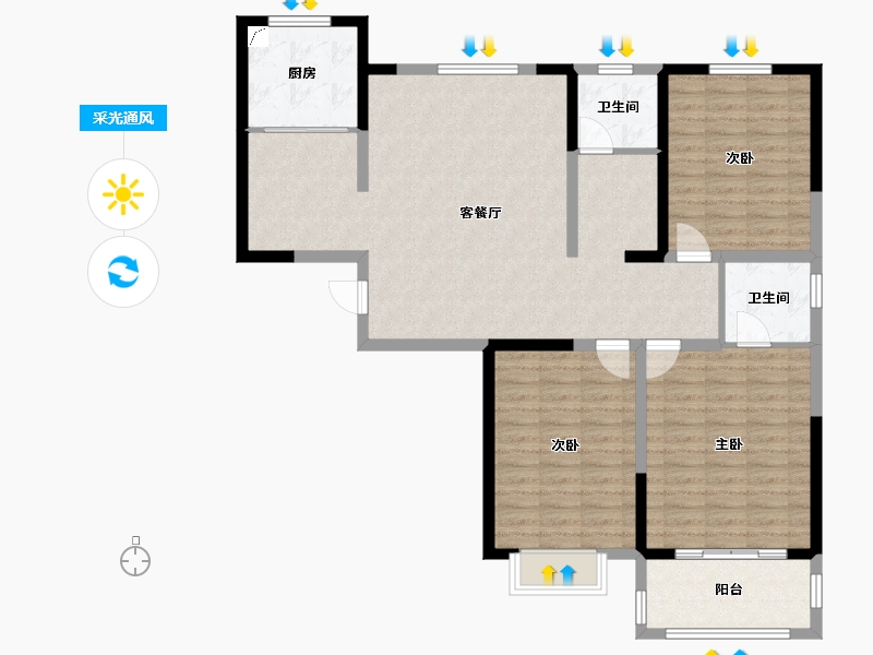 河南省-南阳市-名门中州府-114.00-户型库-采光通风