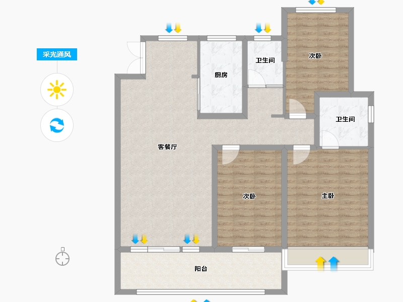 河南省-焦作市-腾飞花园-115.00-户型库-采光通风