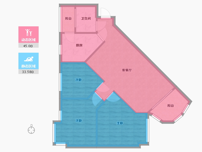 广东省-广州市-富力半岛花园-69.70-户型库-动静分区