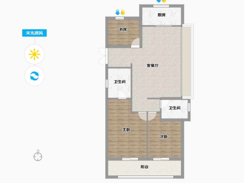 浙江省-温州市-新宏地大诚万象风华-92.00-户型库-采光通风