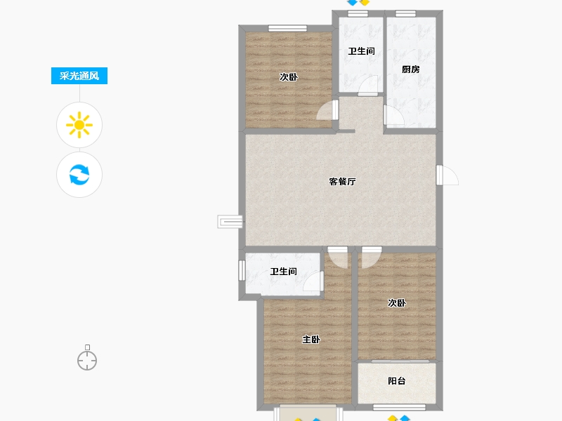 山东省-潍坊市-城投麓台雅园-102.40-户型库-采光通风