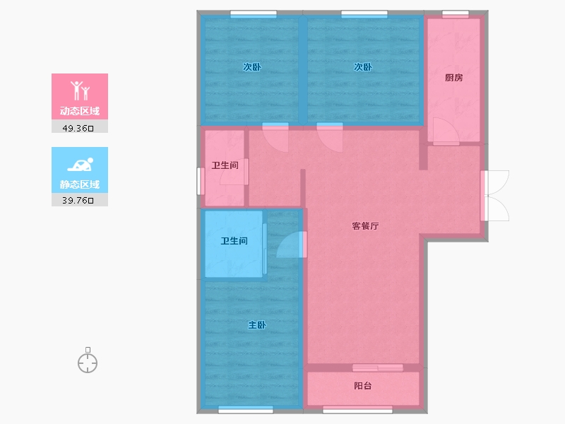 北京-北京市-悦谷新城家园-90.00-户型库-动静分区